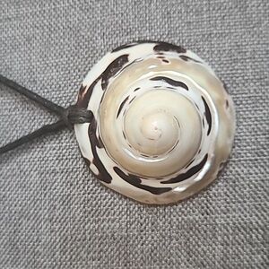 Shell Pendant Necklace Artisan Made with Black Cord
